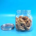 Clear Rectangular 820ml Plastic Cookie Jars Untuk Camilan Coklat