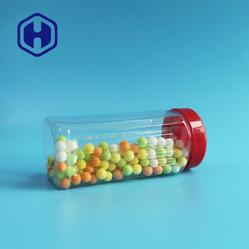 171mm Tinggi PET Square Jar Kacang Massal Kacang Mete Beraroma Teh Sayuran Kering 560ml Penutup Plastik