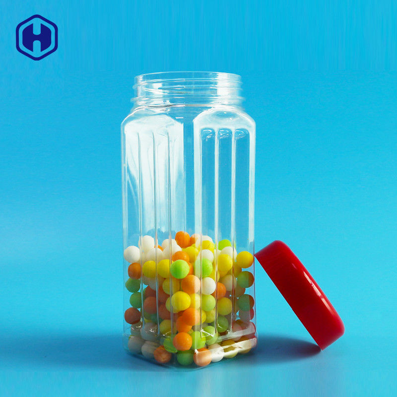 171mm Tinggi PET Square Jar Kacang Massal Kacang Mete Beraroma Teh Sayuran Kering 560ml Penutup Plastik