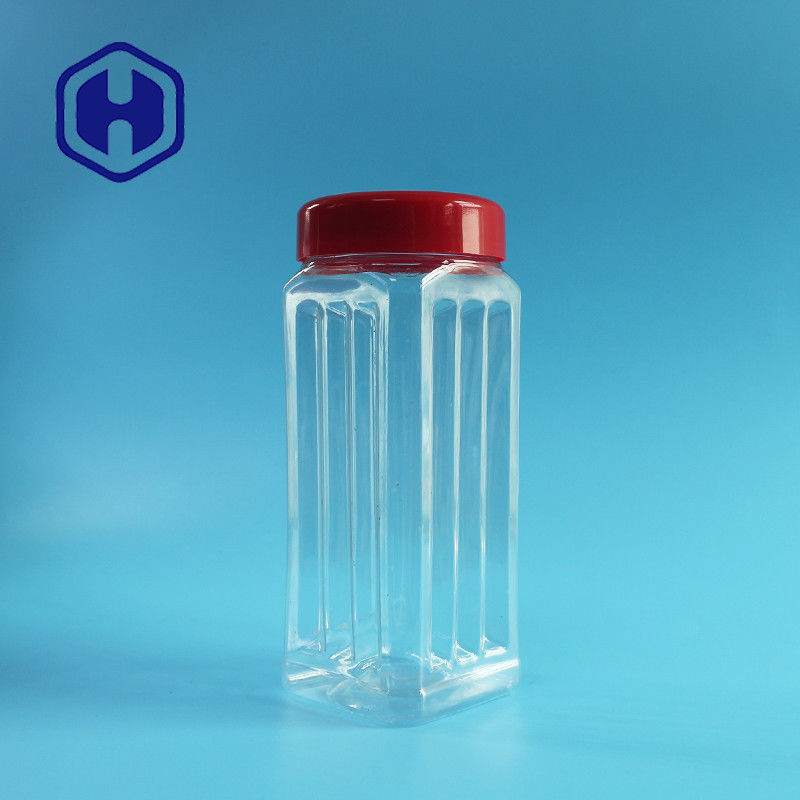 171mm Tinggi PET Square Jar Kacang Massal Kacang Mete Beraroma Teh Sayuran Kering 560ml Penutup Plastik