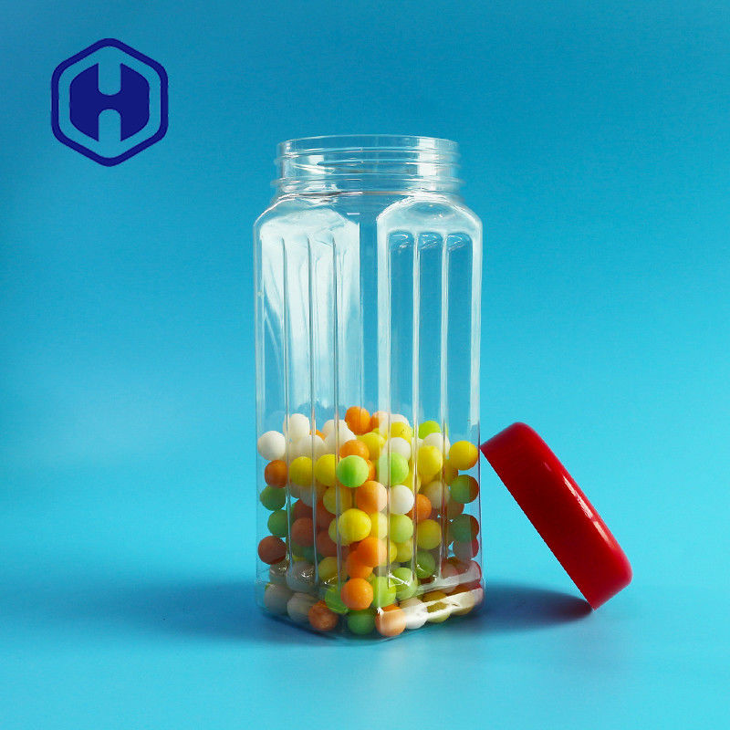 171mm Tinggi PET Square Jar Kacang Massal Kacang Mete Beraroma Teh Sayuran Kering 560ml Penutup Plastik