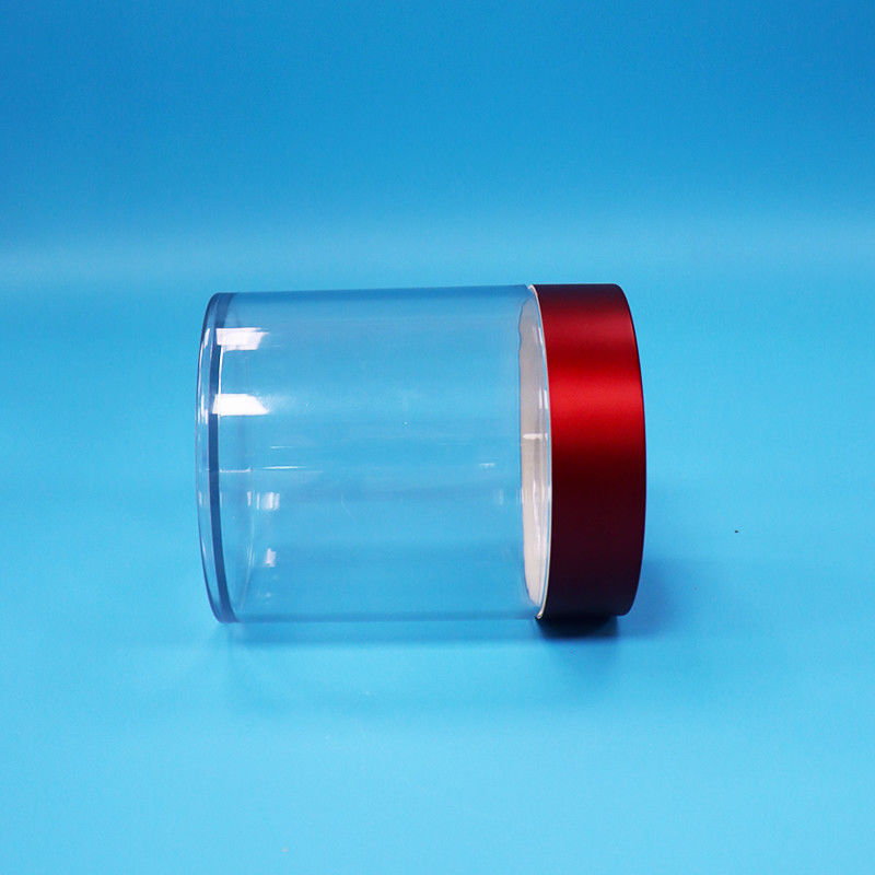 Food Grade Candy Cookie Dicet Figs Transparent PET Plastik Bulat Jar Screw Tutup Merah