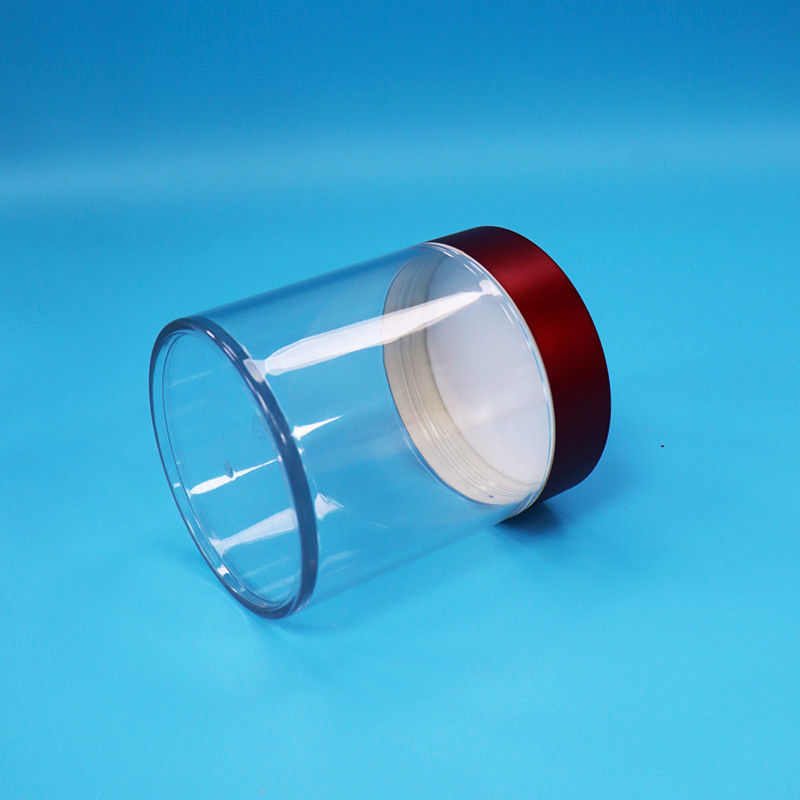 Food Grade Candy Cookie Dicet Figs Transparent PET Plastik Bulat Jar Screw Tutup Merah