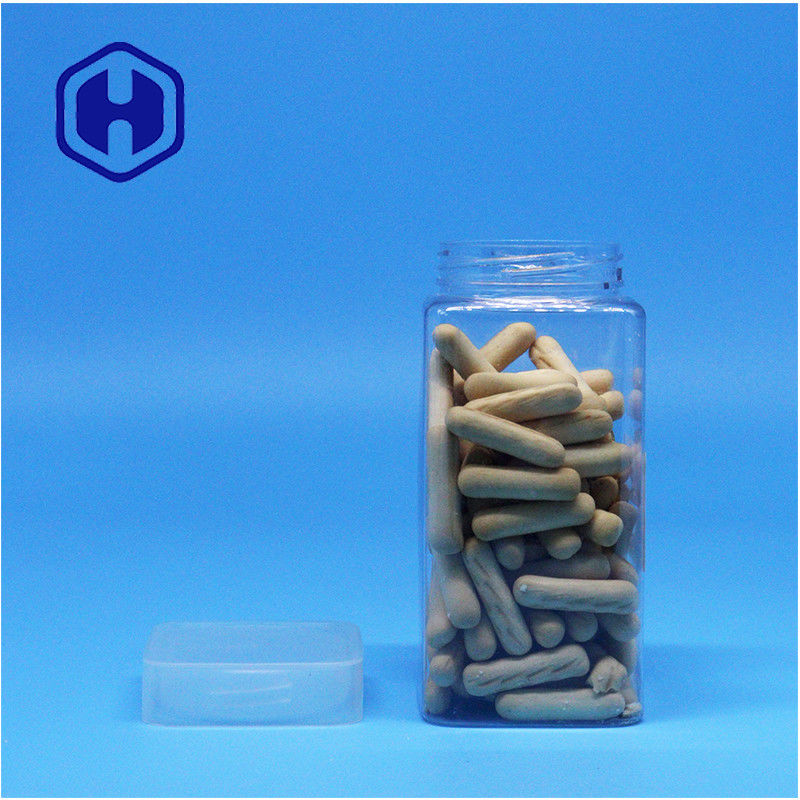 Clear Square Peanut Butter Jelly Tea Leaf Pecan Plastik PET Jar Flat Screw Top Lid