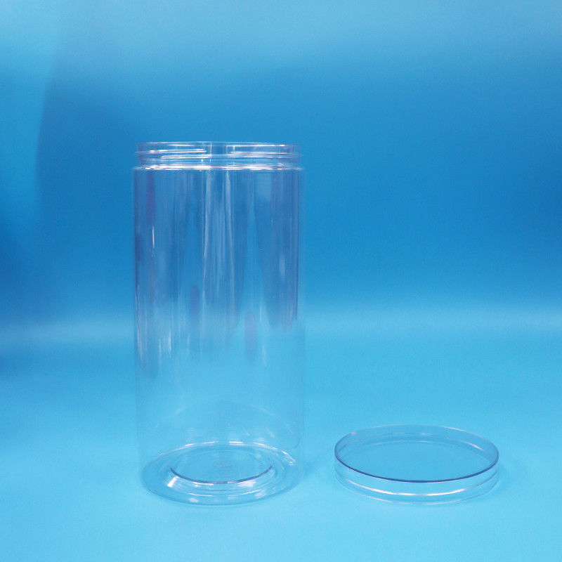 Makanan Kelas Jelas PET Silinder Bulat Plastik Permen Kue Jar Makanan Sekrup Cap Jelas
