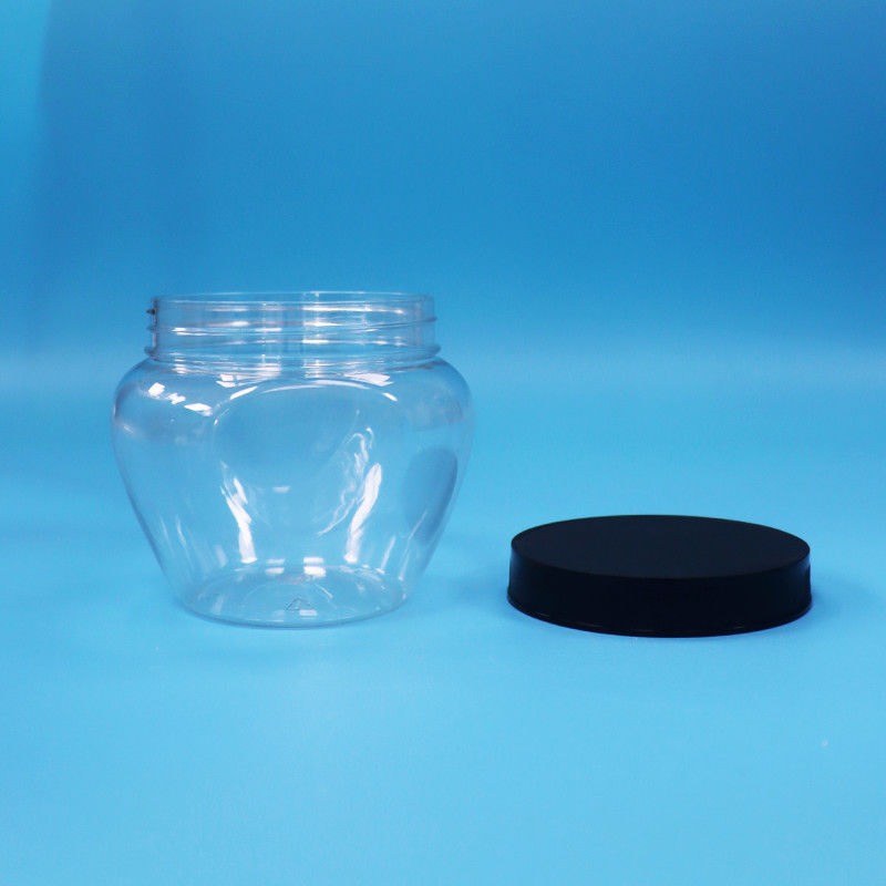 Bentuk Unik Jelas Plastik PET Segel Permen Makanan Cookie Jar Plastik Screw Flat Lid