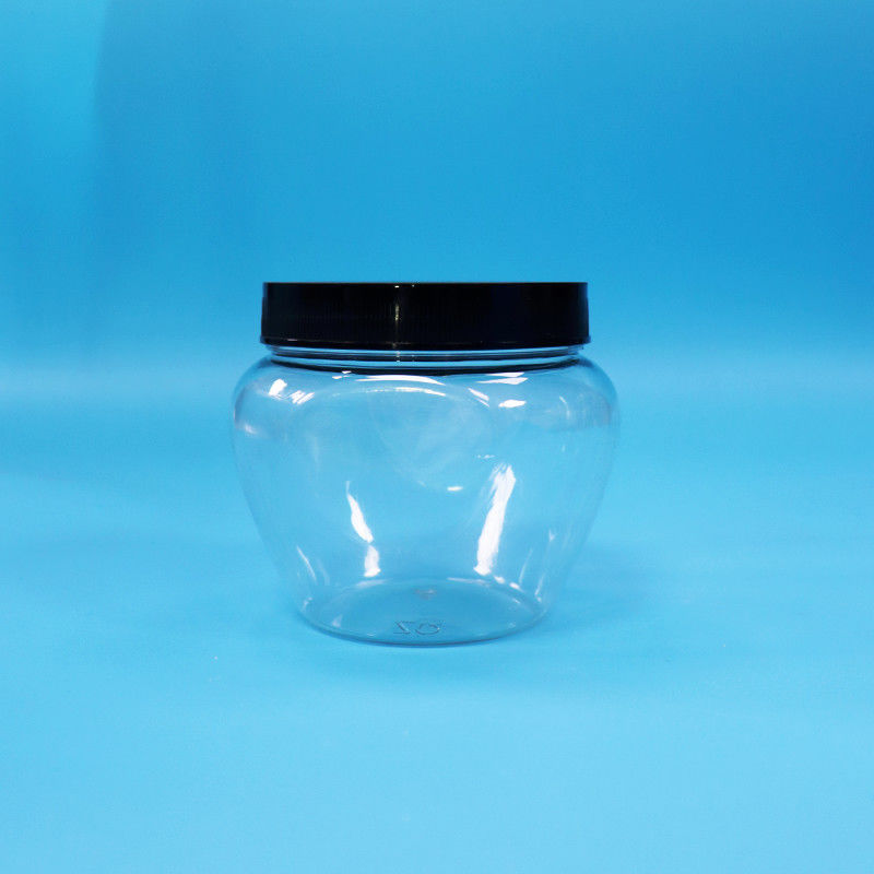 Bentuk Unik Jelas Plastik PET Segel Permen Makanan Cookie Jar Plastik Screw Flat Lid