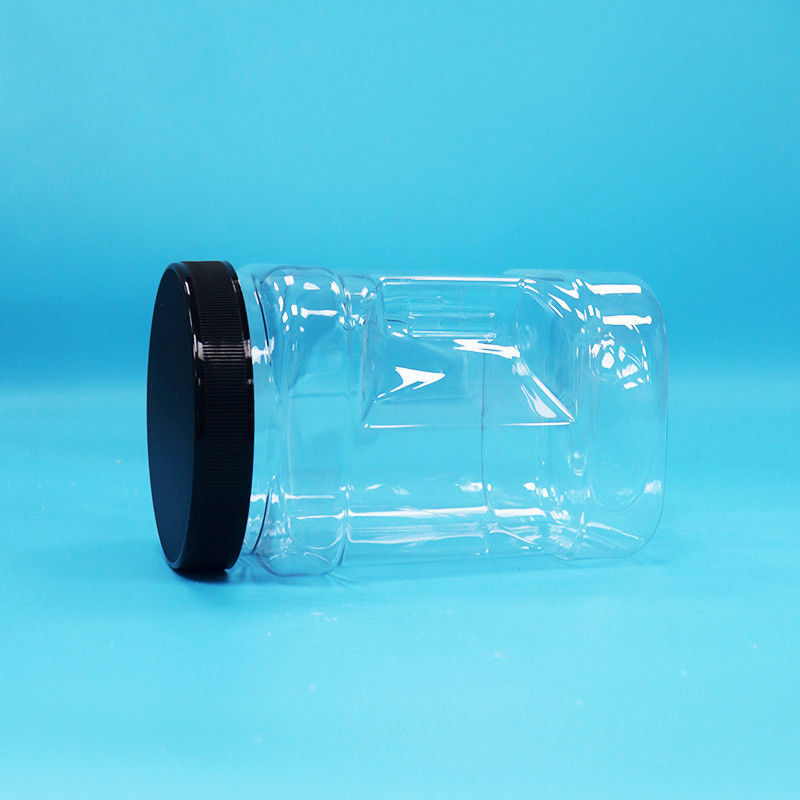 Buah-buahan kering dan kacang-kacangan persegi PET Plastik Grip Jar dengan tutup datar hitam