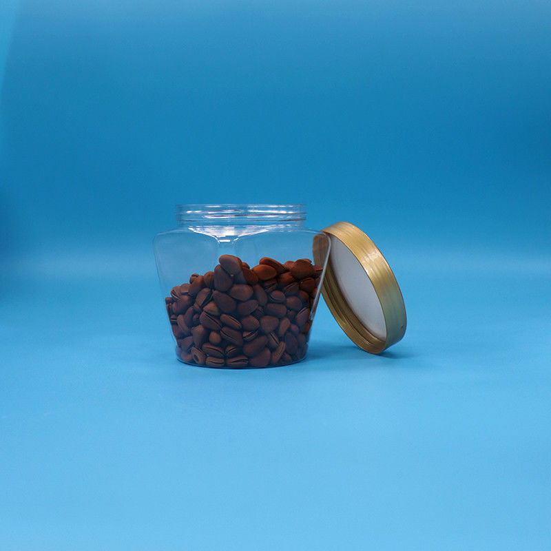 Plastik PET Food Grade Wide Mouth Transparent Cookie Candy Jar Dengan Screw Flat Lid