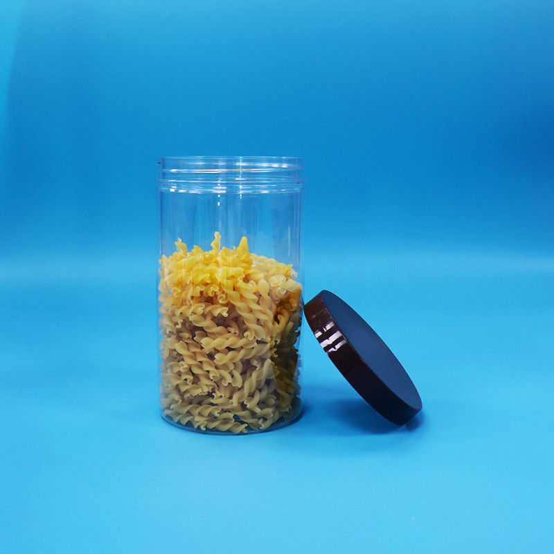 Plastik Transparent PET Snacks Makanan Gula Manis Botol Dengan Hitam Normal Screw Top Cap