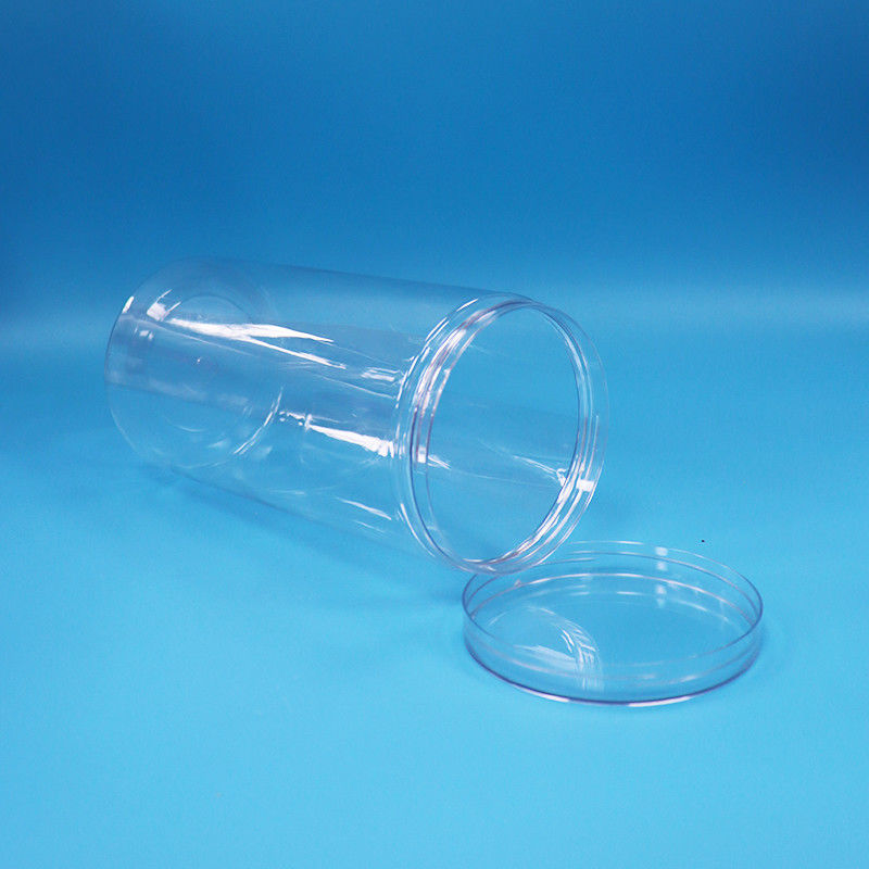 PET bening Silinder Bulat Makanan Grade Plastik Permen Keks Makanan Botol Sekrup bening Tutup