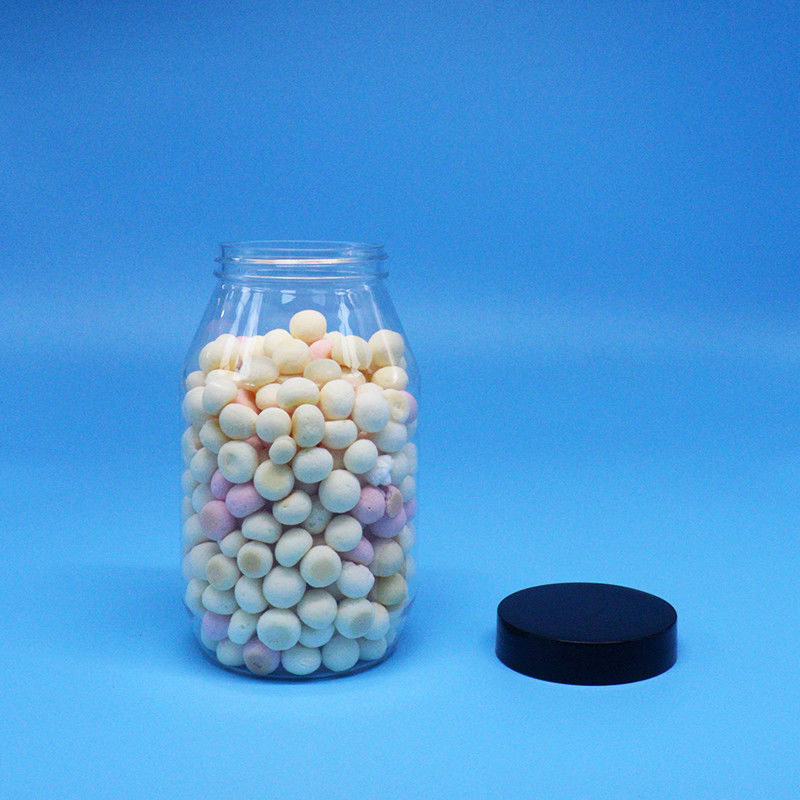 Kue Candy Nut Kualitas Tinggi Jelas Bulat Besar Mulut PET Plastik Jar Screw Cap