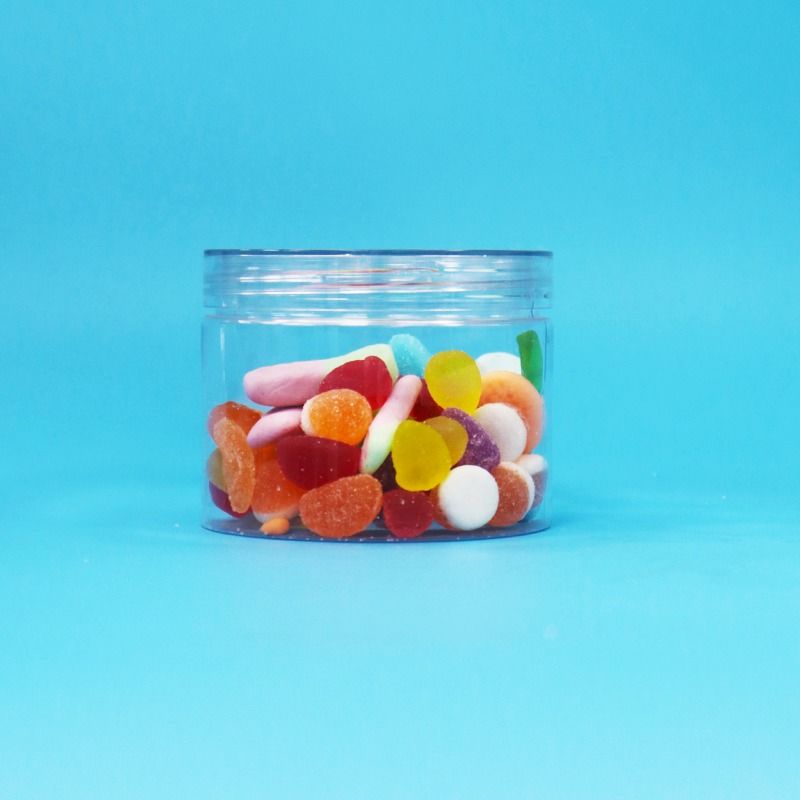 Clear PET Plastic Dry Food Candy Cookies Nut Gift Jars Screw Flat Lids Food Grade