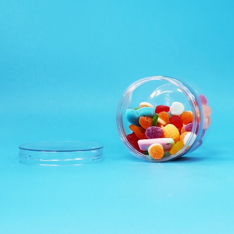 Clear PET Plastic Dry Food Candy Cookies Nut Gift Jars Screw Flat Lids Food Grade