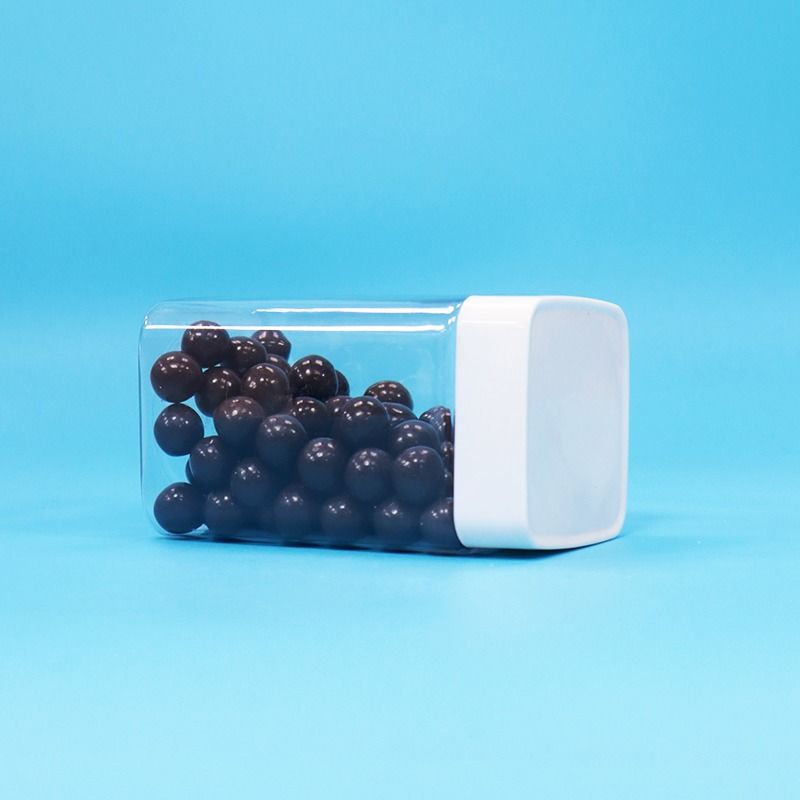 BPA Gratis Square Airless Putih Sekrup Tutup Jelas PET Plastik Penyimpanan Snack Candy Jar