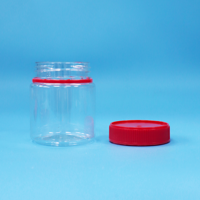 Makanan Grade Sekrup Tutup Merah Kosong Plastik PET Cerah Kecil Gurih Jars Penyimpanan Untuk Dijual