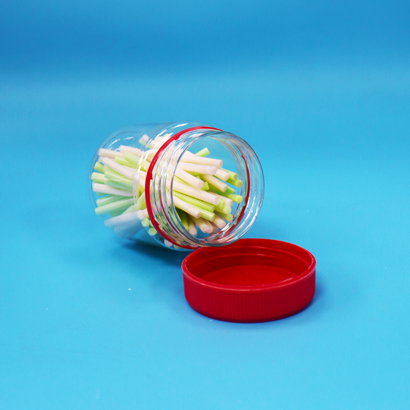 Makanan Grade Sekrup Tutup Merah Kosong Plastik PET Cerah Kecil Gurih Jars Penyimpanan Untuk Dijual