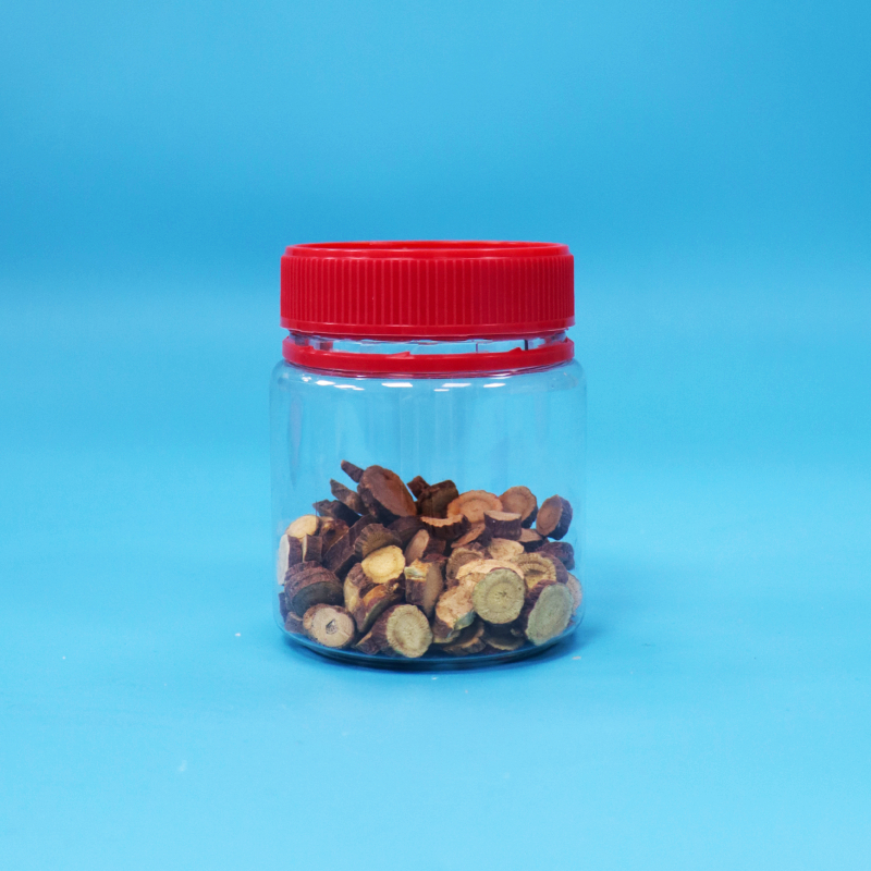 Kecil kosong Food Grade Screw Tutup Merah Plastik bening PET Bumbu manis Kaleng penyimpanan