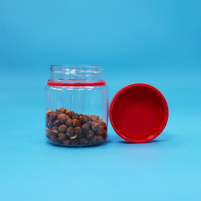 Kecil kosong Food Grade Screw Tutup Merah Plastik bening PET Bumbu manis Kaleng penyimpanan