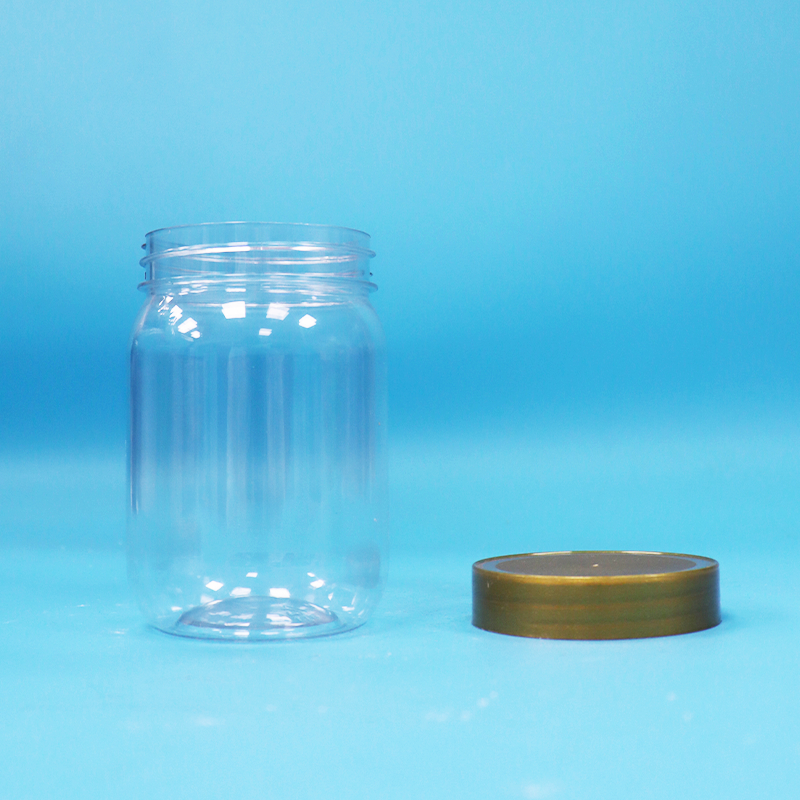 PET Food Grade Clear Round Cylinder Lollipop Honey Biscuit Plastik Jar Screw Brown Lid