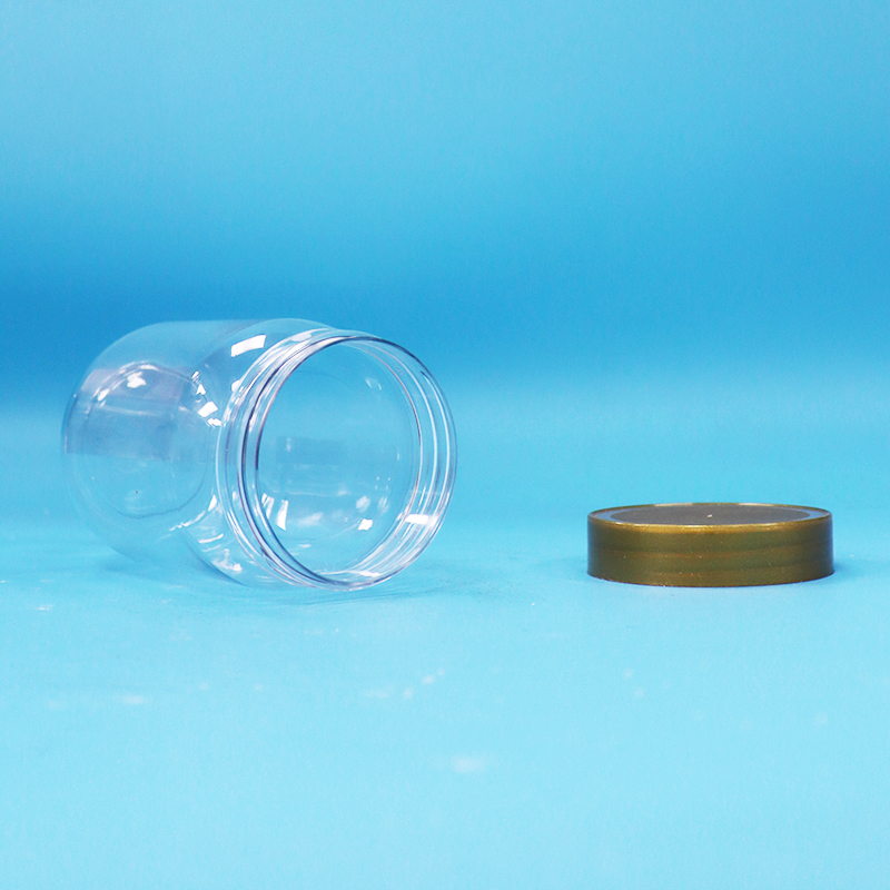 PET Food Grade Clear Round Cylinder Lollipop Honey Biscuit Plastik Jar Screw Brown Lid