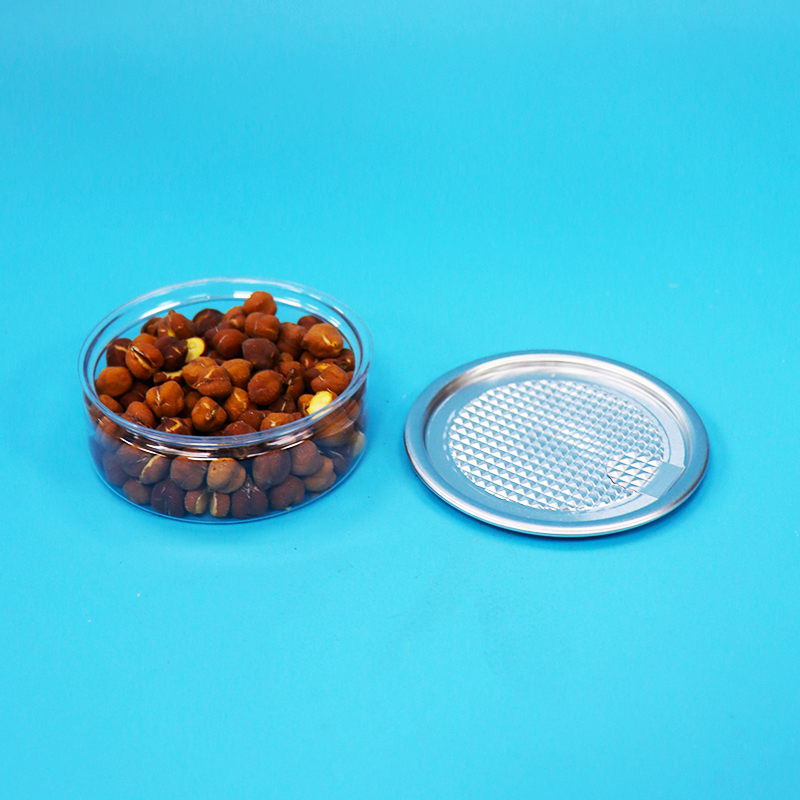 Kaleng PET Plastik Bulat dengan Bukaan Mudah untuk Kemasan Makanan Permen Kue Camilan