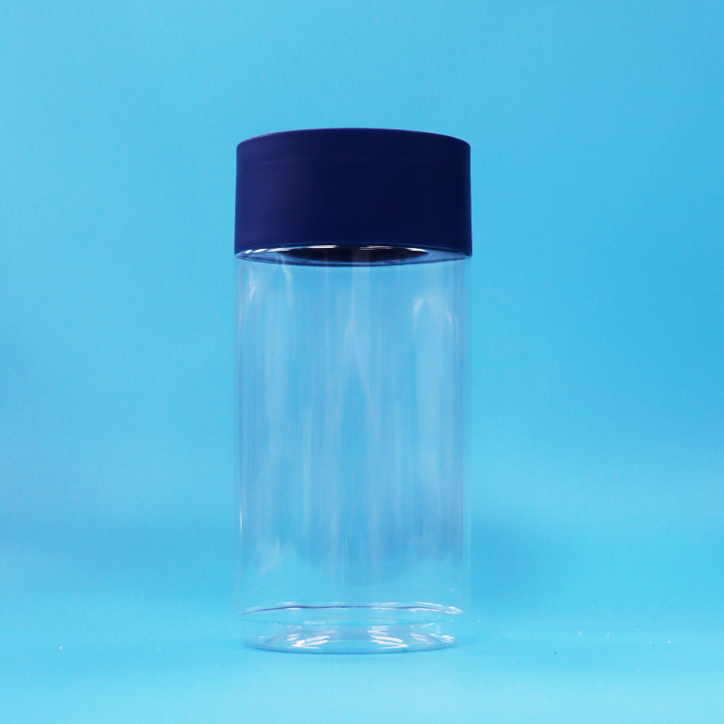 Oval berbentuk transparan plastik PET Cookie Kacang kacang Candy Jar Tamper Proof Cap Bpa Bebas
