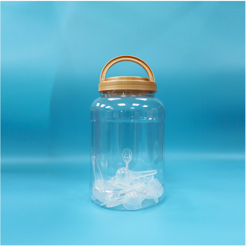 BPA Free Handle Cap Transparan Bulat Besar Mulut PET Plastik Susu Bubuk Sapi Botol