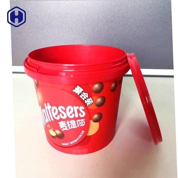 Makanan Aman IML Bucket 1340ml Kemasan Biskuit Cokelat Berwarna-warni