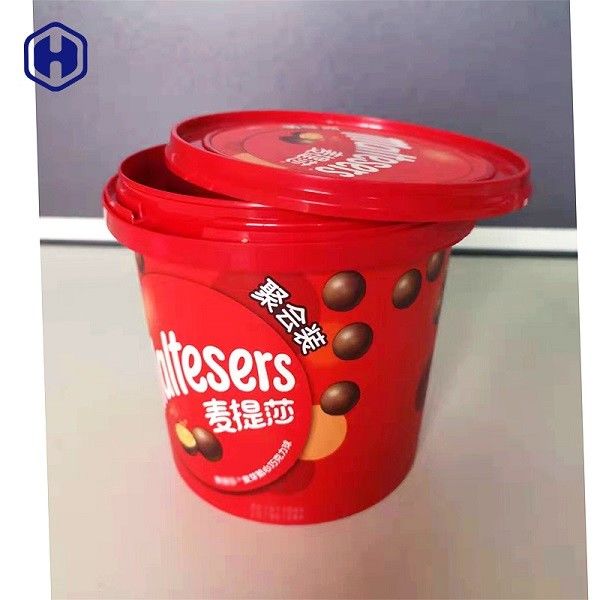 Makanan Aman IML Bucket 1340ml Kemasan Biskuit Cokelat Berwarna-warni