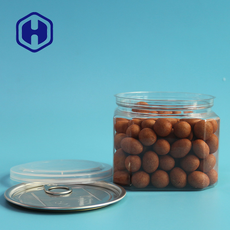Bulk Square 430ml kaleng PET bening untuk Kacang Kacang Anti Bocor
