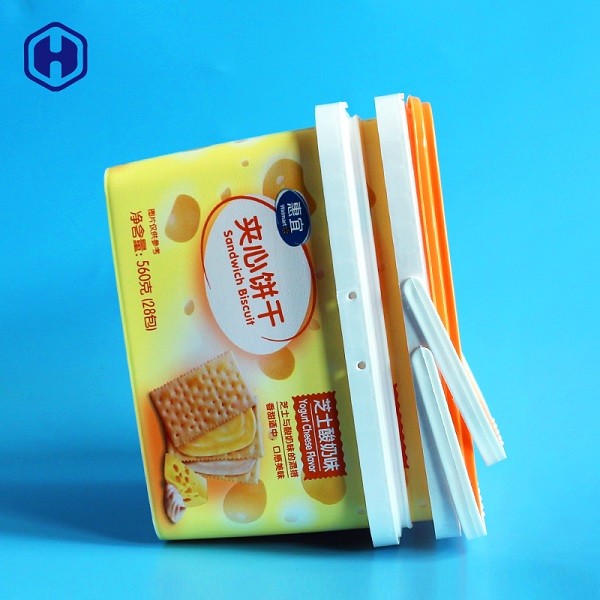 Makanan Aman IML Tubs Tahan Air Anti Palsu Printing Plastik Cookie Containers