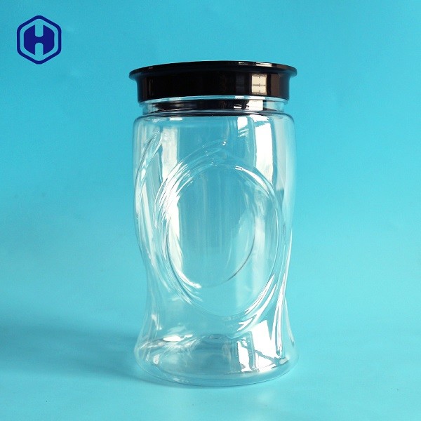 Leak Proof Clear 1000ML PET Food Packaging Jar Bentuk Piala Dunia