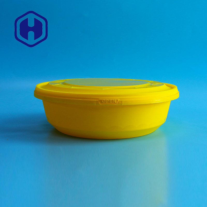2000ml Wadah Plastik IML Putih Hitam Kuning Dapat Didaur Ulang Microwave Take Out Bowl