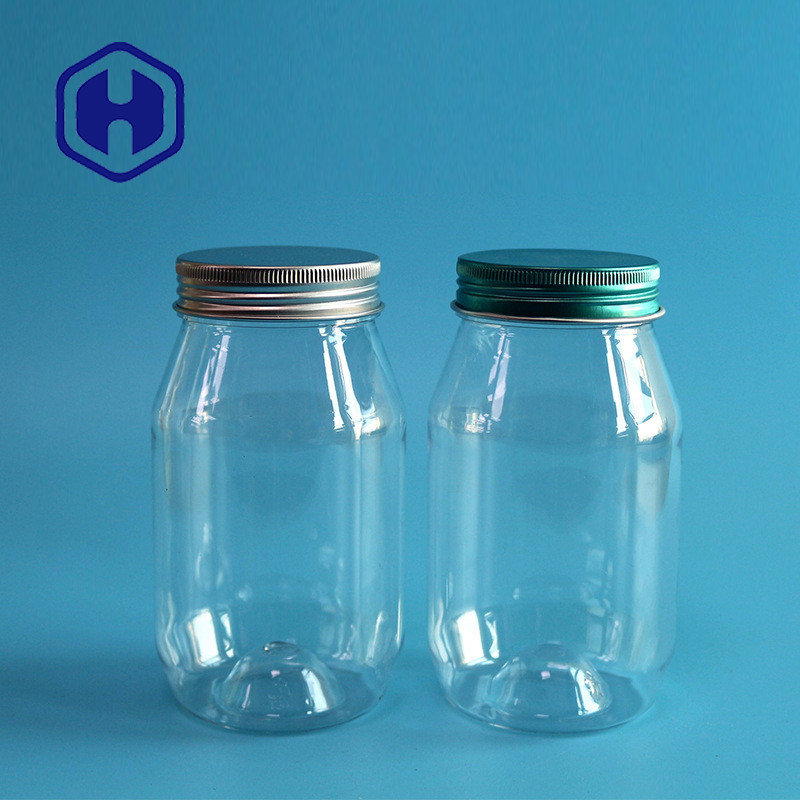 Clear Round Sweet Salt Nuts Leak Proof Plastic Jar 400ml Tinggi 125mm