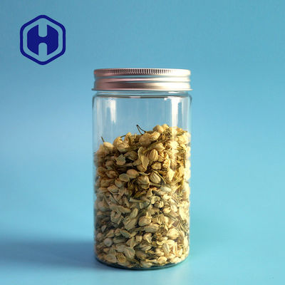 Guci Plastik Transparan Bulat Lurus 70mm Dengan Penutup Aluminium 490ml