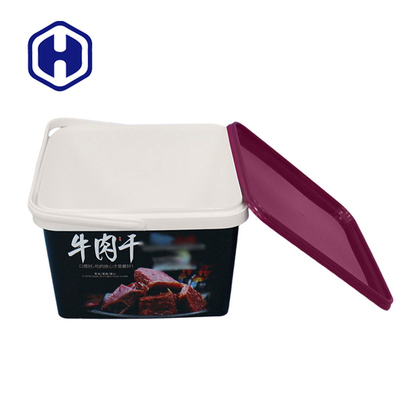 Eco Friendly IML Plastik Container Custom Square 2L Plastik Cracker Biskuit Pengemasan Kotak
