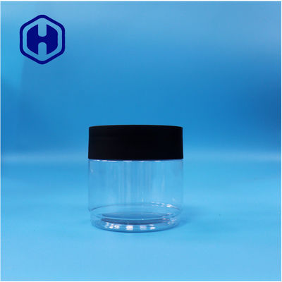 Bentuk makanan bulat PET bening Plastik Permen Cookie Buah blueberry kering Botol Cap Hitam