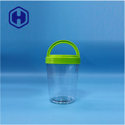 Best Seller Besar Bulat Airtight Transparan Handle Tutup PET Plastik Makanan Permen Jars
