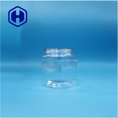 Clear Square PET Plastic Food Grade Sugar Candy Cookies Jar Dengan Tutup Sekrup