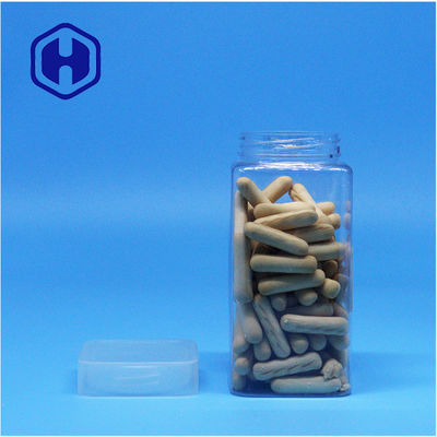 Clear Square Peanut Butter Jelly Tea Leaf Pecan Plastik PET Jar Flat Screw Top Lid