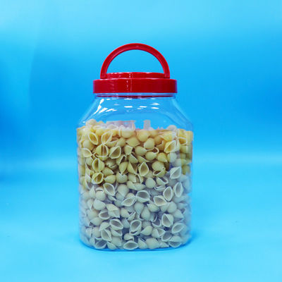 Besar transparan tertutup PET Plastik Makanan Cookie Noodles Candy Jar Screw Handle Caps