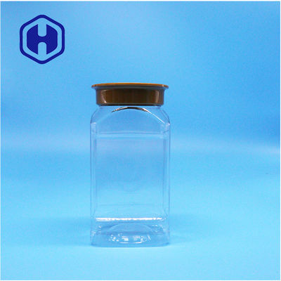 Bentuk persegi Plastik bening garam Cumin Powder Fennel Bean Jar Screw Top Lid