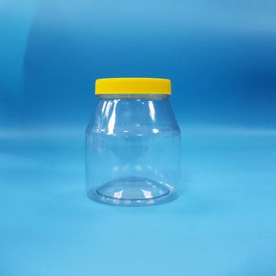 Kekerapan transparan mulut lebar PET plastik gula manis Jar Kuning sekrup Tutup