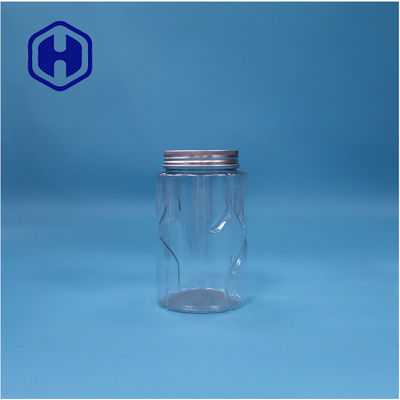 Bentuk bulat bening PET Kacang Mint Permen Gula Makanan Bayi Jar Aluminium Top Lid