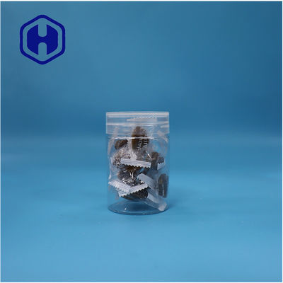 Bentuk bulat bening plastik PET Manis Permen Kacang Botol Cairan Flat Screw Top Tutup