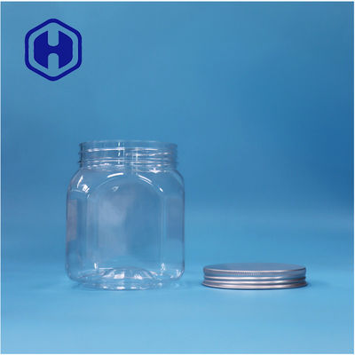 Bentuk Poligonal Keks Plastik Jelas Rock Candy Kacang Gula Jar Aluminium Top Cover