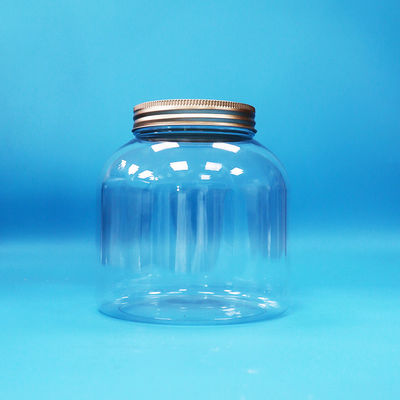 Plastik transparan PET Boneka Bulat Botol Makanan Sehari-hari Dengan tutup sekrup Aluminium