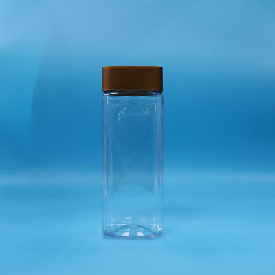 Murah Kosong PET transparan mulut lebar persegi panjang plastik permen kacang Jar Screw Cap