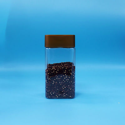 Makanan Kue Bening Permen Makanan Kelas PET Square Plastik Storage Jars Screw Caps